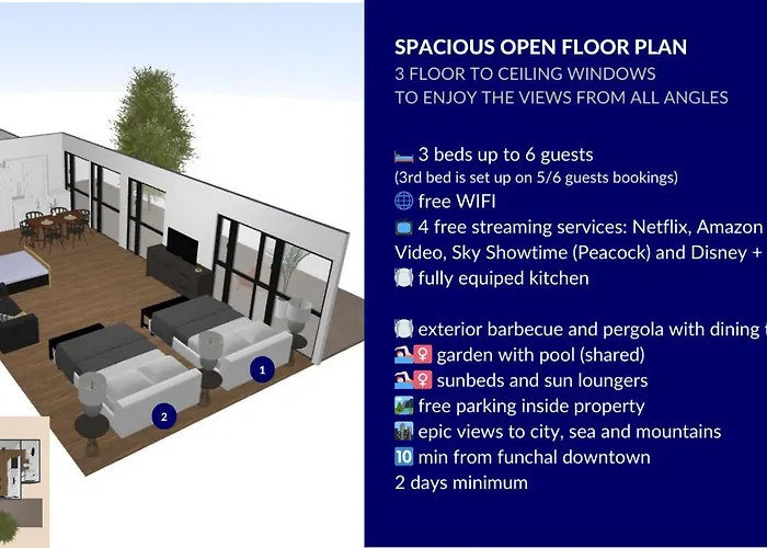 Studio Geek Villa - Open Space - 5M From 5 Top Attractions - Pool All Year Round, Dining Pergola, Barbecue - Funchal Matrix Holiday Home